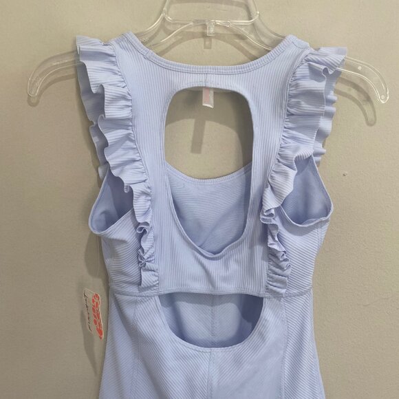 NEW Free People FP Movement Ruffle Me Up Shortsie Romper Halogen Blue XS - Picture 6 of 13